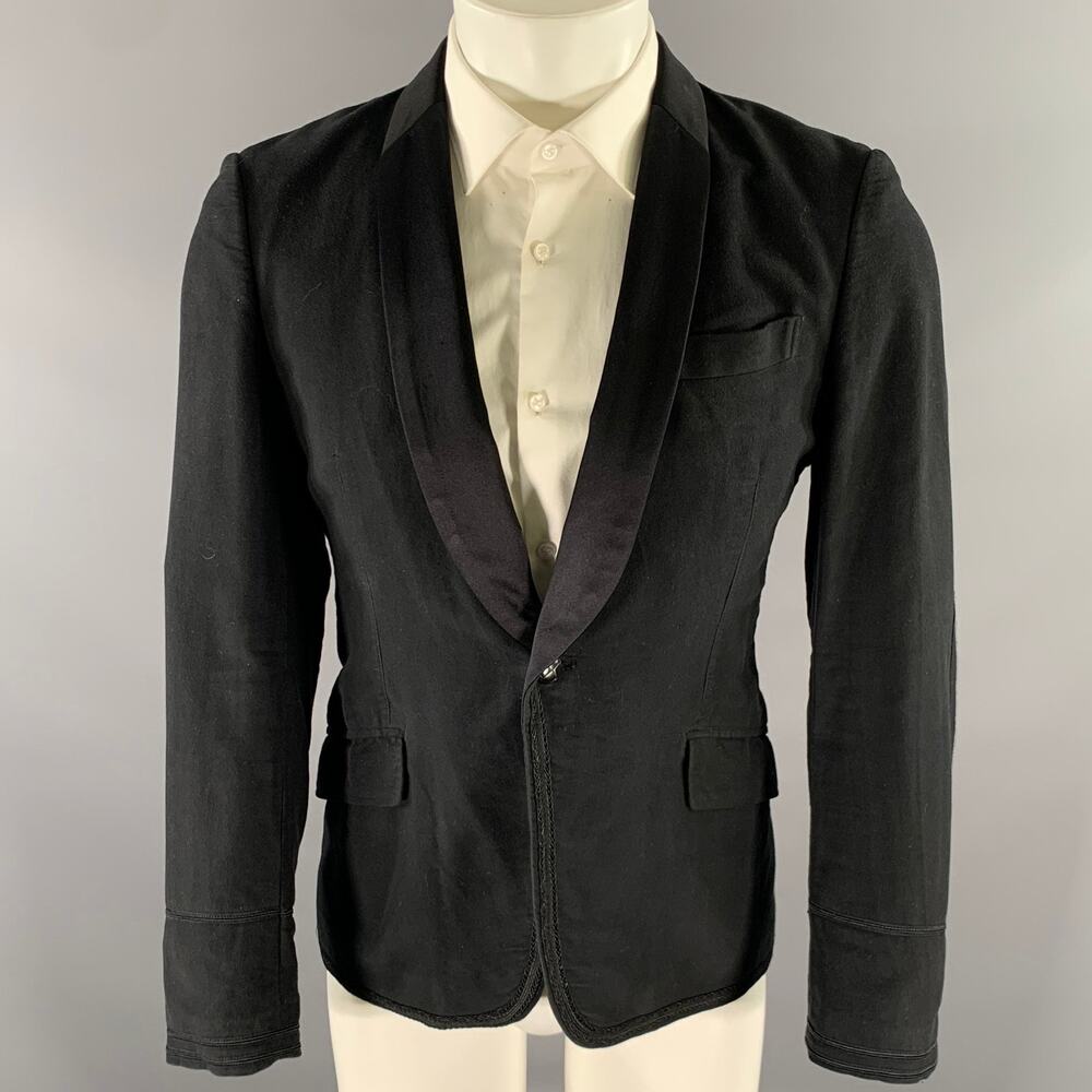 JUNYA WATANABE Size S Black Cotton Wool Shawl Collar Sport Coat